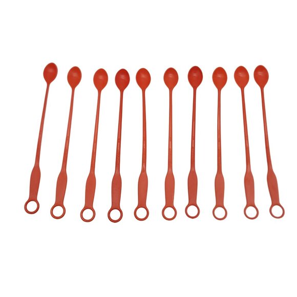 Vintage Tupperware Cocktail Spoons (181) in Orange Set of 10 - Picture 1 of 2